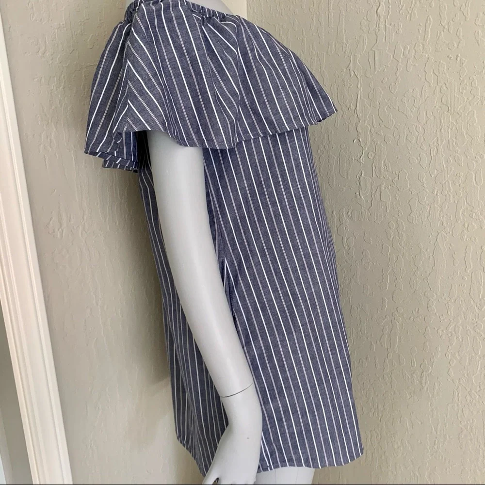 SOCIALITE Nordstrom Striped Off-The-Shoulder Mini Dress Coverup Loose Fit Small - Picture 8 of 14